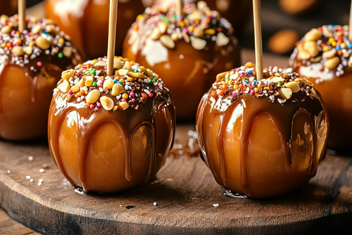 Which apples are best for caramel apples topped with nuts and sprinkles?