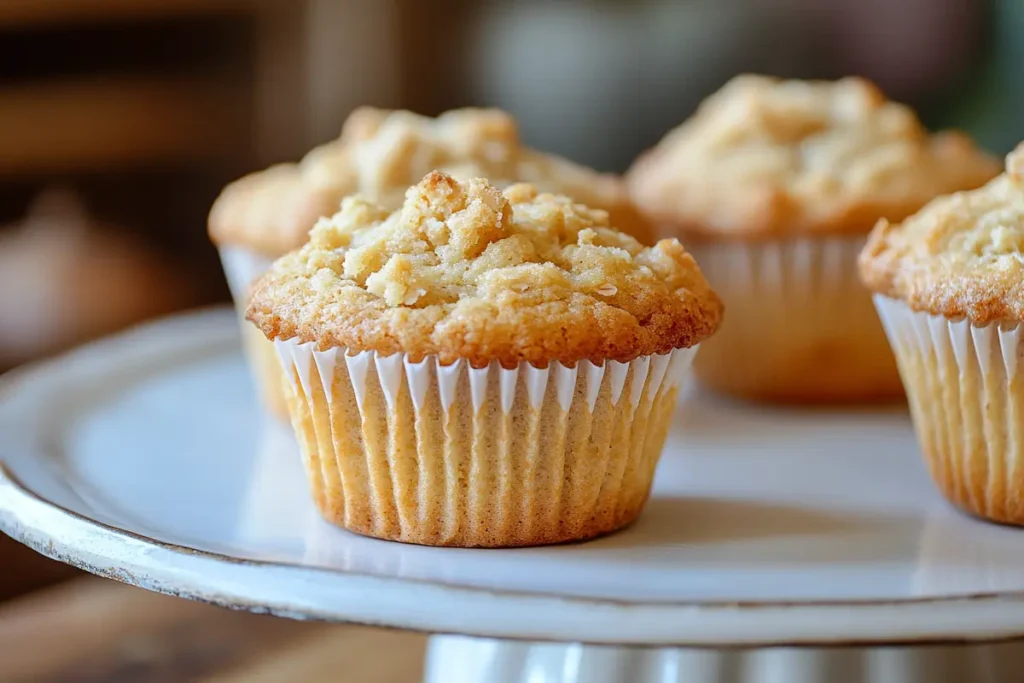 What is the secret to baking with almond flour? Fluffy almond flour muffins on a cake stand.