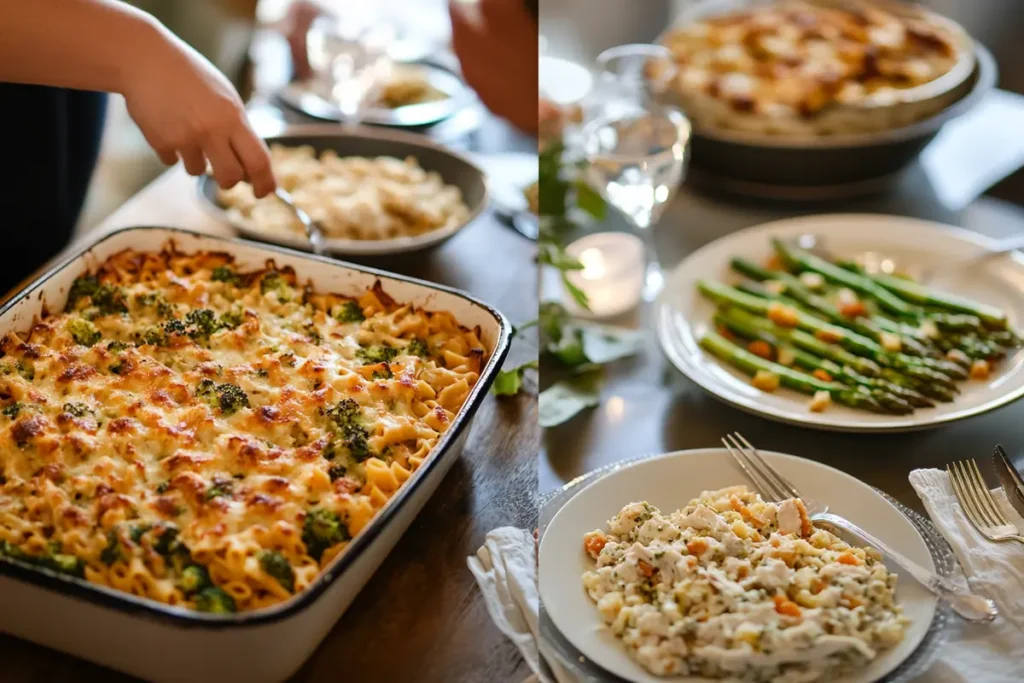 Serving styles for what to serve with chicken ziti broccoli?: family-style and plated service.